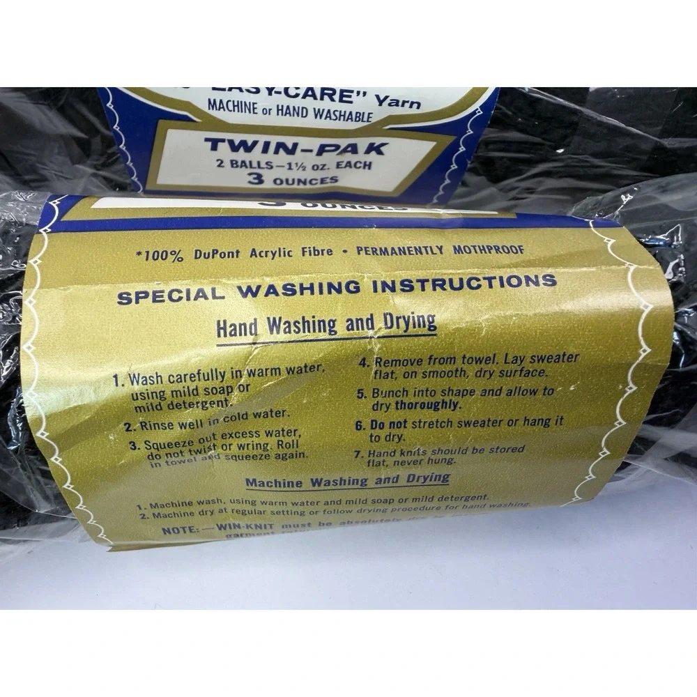 Bear Brand Win-knit Yarn 4 Ply Knitted Worsted Weight Black Lot Of 6 - 3 Oz Each